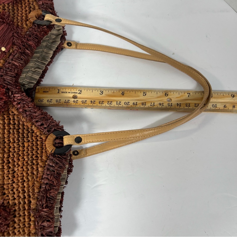 Jamin Puech Raffia Woven Tote Bag Embroidered Floral Pattern Leather Handles - Picture 12 of 15